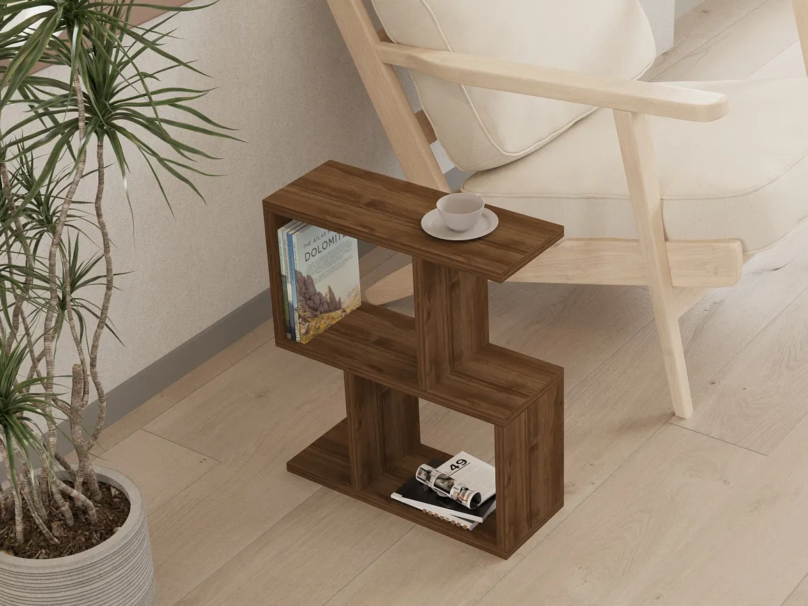 Tavolini Da Salotto > Dmora Tavolino da Salotto 2 Vani Forma Rettangolare 90x40x55h cm, Materiale Piano in Legno Nobilitato Marrone Noce