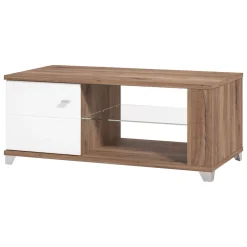 Tavolini Da Salotto > Dmora Tavolino da Salotto Marrone Noce Bianco Portariviste Forma Rettangolare 90x60x35h cm, Colore Ripiano Marrone - Mansue Bianco, Marrone Noce