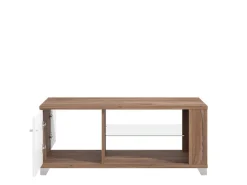 Tavolino da Salotto Marrone Noce Bianco 3 Vani con Piedini 118x60x48.5h cm, Forma Rettangolare - Treiso