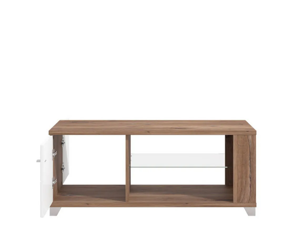 Tavolino da Salotto Marrone Noce Bianco 3 Vani con Piedini 118x60x48.5h cm, Forma Rettangolare - Treiso