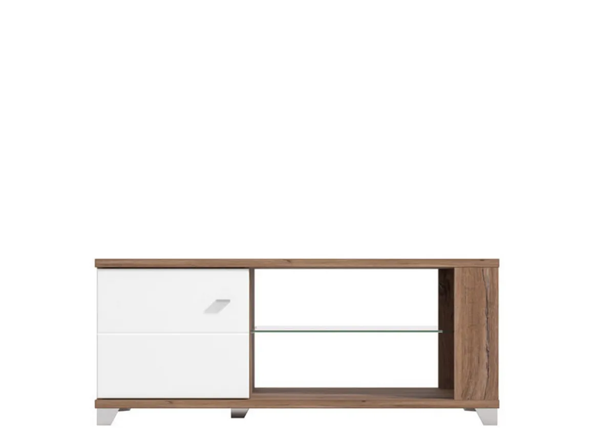 Tavolino da Salotto Marrone Noce Bianco 3 Vani con Piedini 118x60x48.5h cm, Forma Rettangolare - Treiso