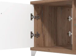 Tavolino da Salotto Marrone Noce Bianco 3 Vani con Piedini 118x60x48.5h cm, Forma Rettangolare - Treiso