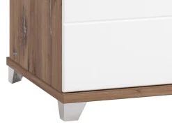Tavolino da Salotto Marrone Noce Bianco 3 Vani con Piedini 118x60x48.5h cm, Forma Rettangolare - Treiso