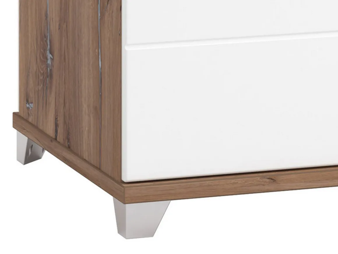 Tavolino da Salotto Marrone Noce Bianco 3 Vani con Piedini 118x60x48.5h cm, Forma Rettangolare - Treiso
