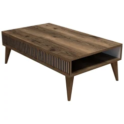 Tavolini Da Salotto > Dmora Tavolino da Salotto Marrone Noce Bianco un Vano Forma Rettangolare 80x50x35h cm, Colore Ripiano Marrone - Cambiago Bianco, Marrone Noce
