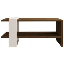 Tavolini Da Salotto > Dmora Tavolino da Salotto Marrone Noce Bianco un Vano Forma Rettangolare 80x50x35h cm, Colore Ripiano Marrone - Cambiago Bianco, Marrone Noce