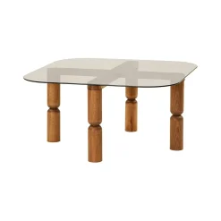 Tavolini Da Salotto|Salotto > Dmora Tavolino da Salotto Effetto Fume Forma Rettangolare 80x80x40h cm, Materiale Struttura in Vetro - Gran Marrone Noce