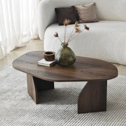 Tavolini Da Salotto > Dmora Tavolino da Salotto Forma Ovale Materiale Piano in Legno Nobilitato 120x65x40h cm, Colore Ripiano Marrone - Parona Marrone Noce