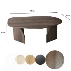 Tavolini Da Salotto > Dmora Tavolino da Salotto Forma Ovale Materiale Piano in Legno Nobilitato 120x65x40h cm, Colore Ripiano Marrone - Parona Marrone Noce