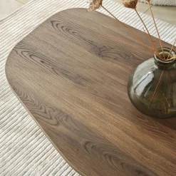Tavolini Da Salotto > Dmora Tavolino da Salotto Forma Ovale Materiale Piano in Legno Nobilitato 120x65x40h cm, Colore Ripiano Marrone - Parona Marrone Noce