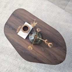 Tavolini Da Salotto > Dmora Tavolino da Salotto Forma Ovale Materiale Piano in Legno Nobilitato 120x65x40h cm, Colore Ripiano Marrone - Parona Marrone Noce