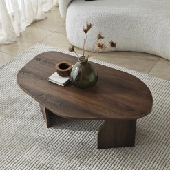 Tavolini Da Salotto > Dmora Tavolino da Salotto Forma Ovale Materiale Piano in Legno Nobilitato 120x65x40h cm, Colore Ripiano Marrone - Parona Marrone Noce