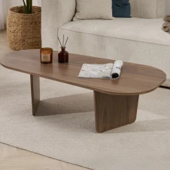 Tavolini Da Salotto > Dmora Tavolino da Salotto Forma Rettangolare Materiale Piano in Legno Nobilitato 119x60x40h cm, Colore Ripiano Marrone - Turate Marrone Noce