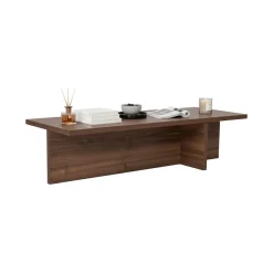 Tavolini Da Salotto > Dmora Tavolino da Salotto Forma Rettangolare Materiale Piano in Legno Nobilitato 25x50x49h cm, Colore Ripiano Marrone - Ottone Marrone Noce