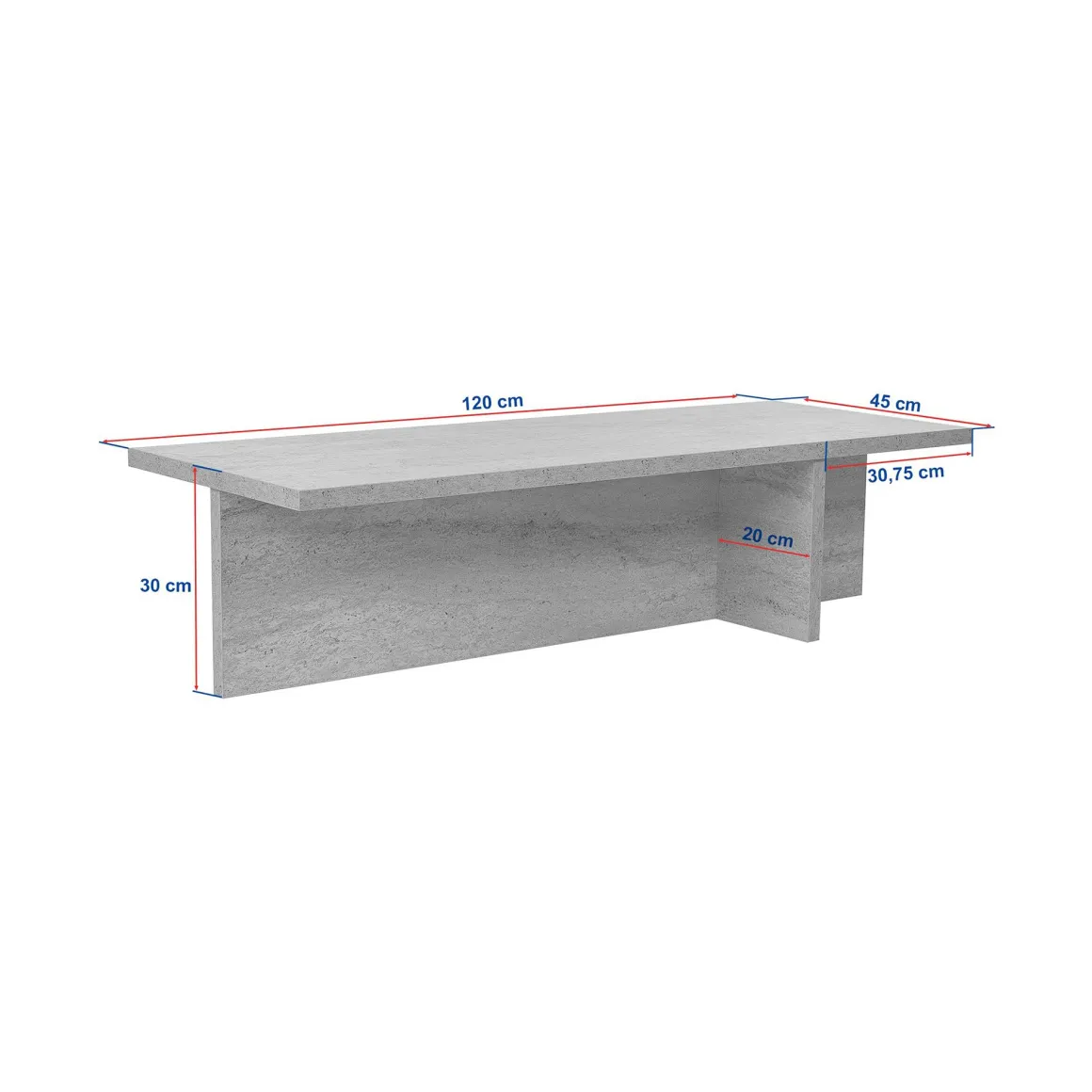 Tavolino da Salotto Marrone Noce Forma Rettangolare Materiale Piano in Legno Nobilitato 120x45x30h cm, Colore Ripiano Marrone - Marmorito