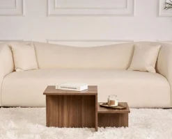 Tavolini Da Salotto|Salotto > Dmora Tavolino da Salotto Forma Rettangolare Materiale Piano in Vetro 105x65x35h cm, Colore Ripiano Trasparente - Visconti Marrone Noce