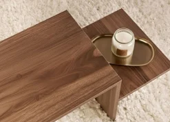 Tavolini Da Salotto|Salotto > Dmora Tavolino da Salotto Forma Rettangolare Materiale Piano in Vetro 105x65x35h cm, Colore Ripiano Trasparente - Visconti Marrone Noce