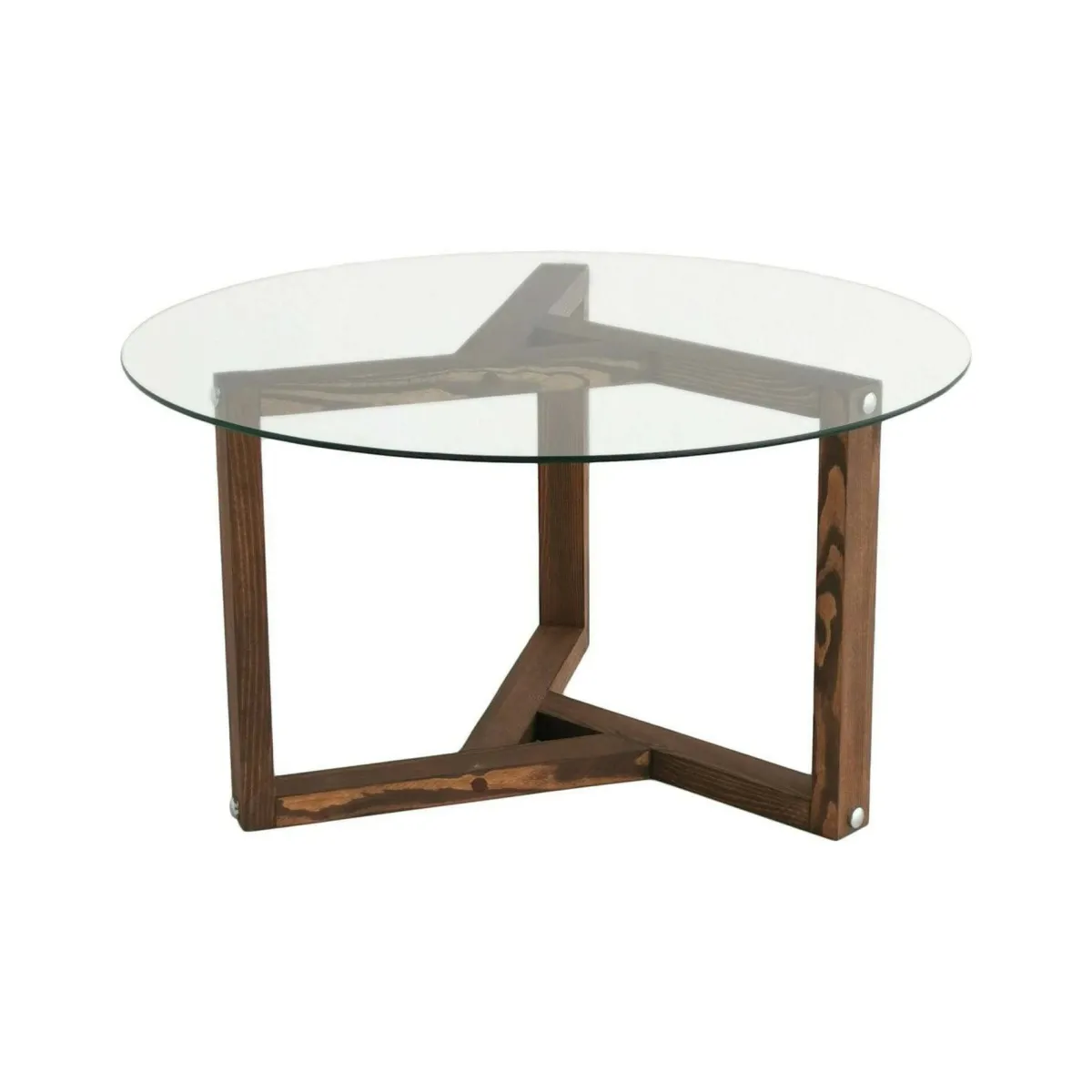 Tavolini Da Salotto|Salotto > Dmora Tavolino da Salotto Forma Rotonda Materiale Piano in Vetro 75x75x40h cm, Colore Ripiano Trasparente - Luigia Marrone Noce