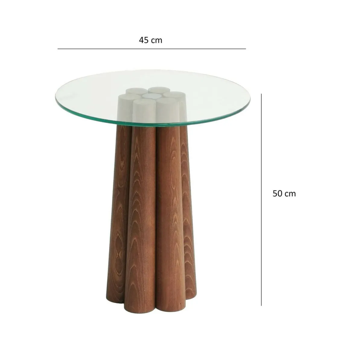 Tavolini Da Salotto|Salotto > Dmora Tavolino da Salotto Forma Rotonda Materiale Piano in Vetro 75x75x40h cm, Colore Ripiano Trasparente - Luigia Marrone Noce