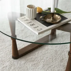 Tavolini Da Salotto > Dmora Tavolino da Salotto Forma Rotondo Materiale Piano in Legno 100x100x46h cm, Colore Ripiano Marrone - Chiavenna Marrone Noce