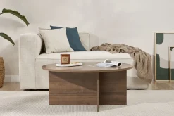 Tavolini Da Salotto > Dmora Tavolino da Salotto Forma Rotondo Materiale Piano in Vetro 75x75x35h cm, Colore Ripiano Trasparente - Cugnoli Marrone Noce