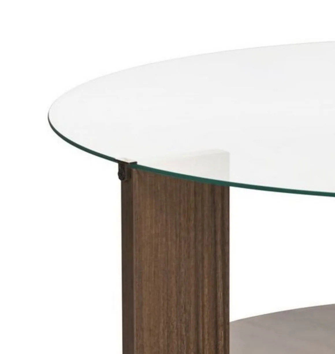 Tavolino da Salotto Marrone Noce Forma Rotondo Materiale Piano in Vetro 75x75x40h cm, Colore Ripiano Trasparente - Canevino