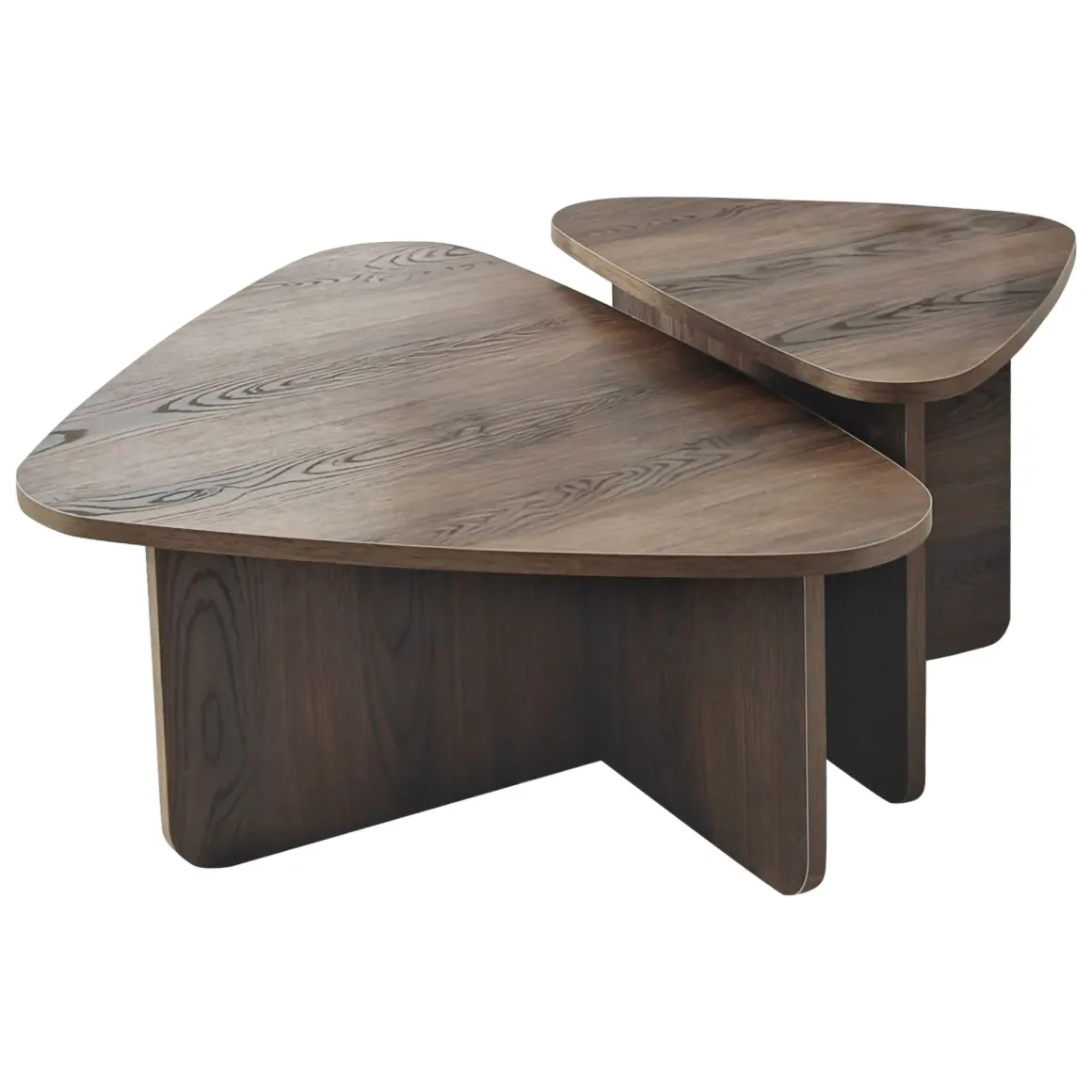 Tavolino da Salotto Marrone Noce Modulabile Forma Triangolare 90x60x35h cm, Sfumatura Colore Ripiano Noce - Saraceno