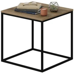 Tavolino da Salotto Marrone Noce Nero Forma Quadrato Materiale Piano in Legno Nobilitato 52x50x50h cm, Sfumatura Colore Struttura Noce - Tricase