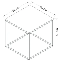Tavolino da Salotto Marrone Noce Nero Forma Quadrato Materiale Piano in Legno Nobilitato 52x50x50h cm, Sfumatura Colore Struttura Noce - Tricase