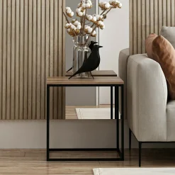Tavolino da Salotto Marrone Noce Nero Forma Quadrato Materiale Piano in Legno Nobilitato 52x50x50h cm, Sfumatura Colore Struttura Noce - Tricase