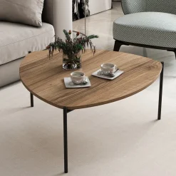 Tavolino da Salotto Marrone Noce Nero Forma Triangolare Materiale Piano in Legno Nobilitato 90x89x40h cm, Sfumatura Colore Struttura Noce - Atesino