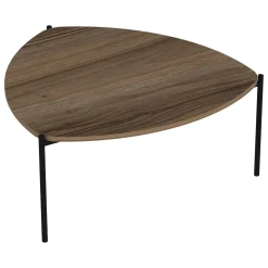 Tavolino da Salotto Marrone Noce Nero Forma Triangolare Materiale Piano in Legno Nobilitato 90x89x40h cm, Sfumatura Colore Struttura Noce - Atesino