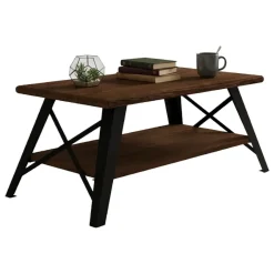 Tavolino da Salotto Marrone Noce Nero con Piedini un Vano 98x50x43h cm, Forma Rettangolare - Nardi