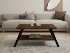 Tavolini Da Salotto > Dmora Tavolino da Salotto Marrone Noce Nero set 3 Pezzi Forma Rettangolare 35x60x45h cm, Colore Ripiano Marrone - Cetara Nero, Marrone Noce