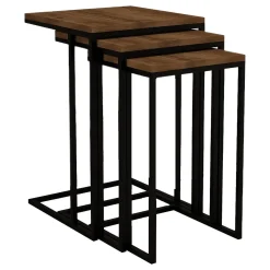 Tavolino da Salotto Marrone Noce Nero set 3 Pezzi Forma Rettangolare 40x40x60h cm, Colore Ripiano Marrone - Setzu