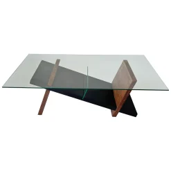 Tavolino da Salotto Marrone Noce Nero un Vano Forma Rettangolare 105x65x31h cm, Colore Ripiano Trasparente - Incarico