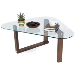 Tavolino da Salotto Marrone Noce Portariviste Forma Ovale 96x81x41h cm, Sfumatura Colore Struttura Noce - Eufrasia
