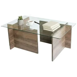 Tavolino da Salotto Marrone Noce Portariviste Forma Rettangolare 105x65x40h cm, Sfumatura Colore Struttura Noce - Teti