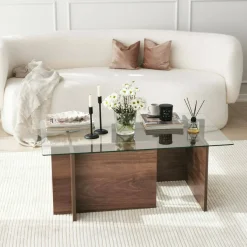Tavolini Da Salotto|Salotto > Dmora Tavolino da Salotto Portariviste Forma Rettangolare 40x40x60h cm, Sfumatura Colore Struttura Noce - Ballabio Marrone Noce