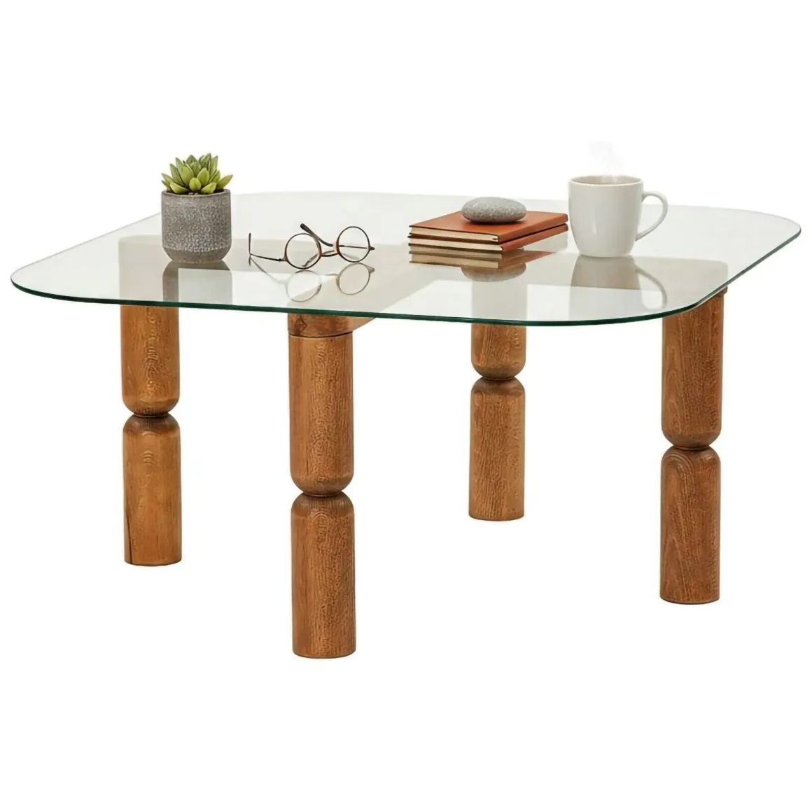 Tavolino da Salotto Marrone Noce Portariviste Forma Rettangolare 80x80x40h cm, Sfumatura Colore Struttura Noce - Gran