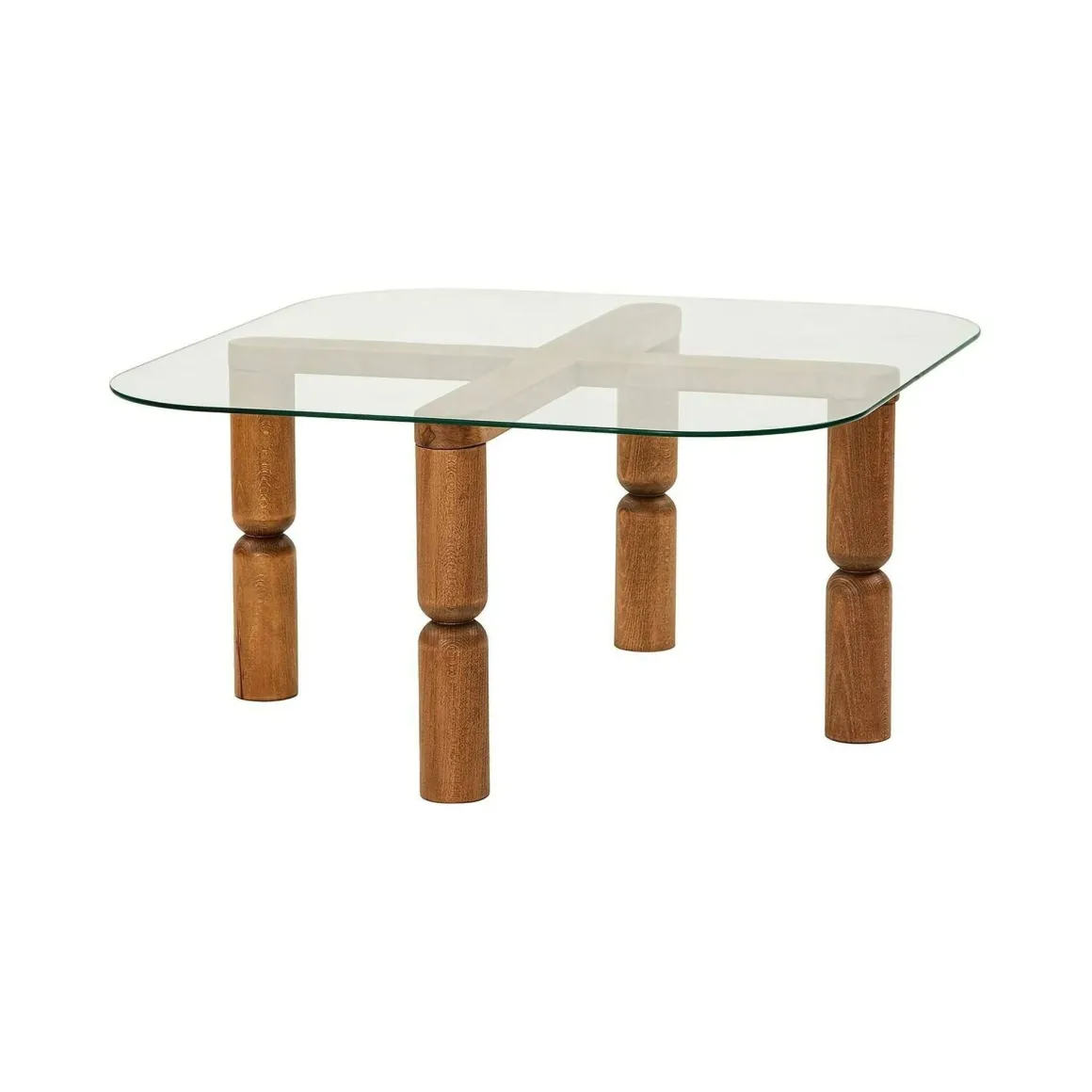 Tavolino da Salotto Marrone Noce Portariviste Forma Rettangolare 80x80x40h cm, Sfumatura Colore Struttura Noce - Gran