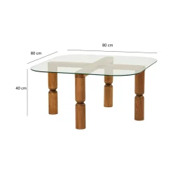Tavolino da Salotto Marrone Noce Portariviste Forma Rettangolare 80x80x40h cm, Sfumatura Colore Struttura Noce - Gran