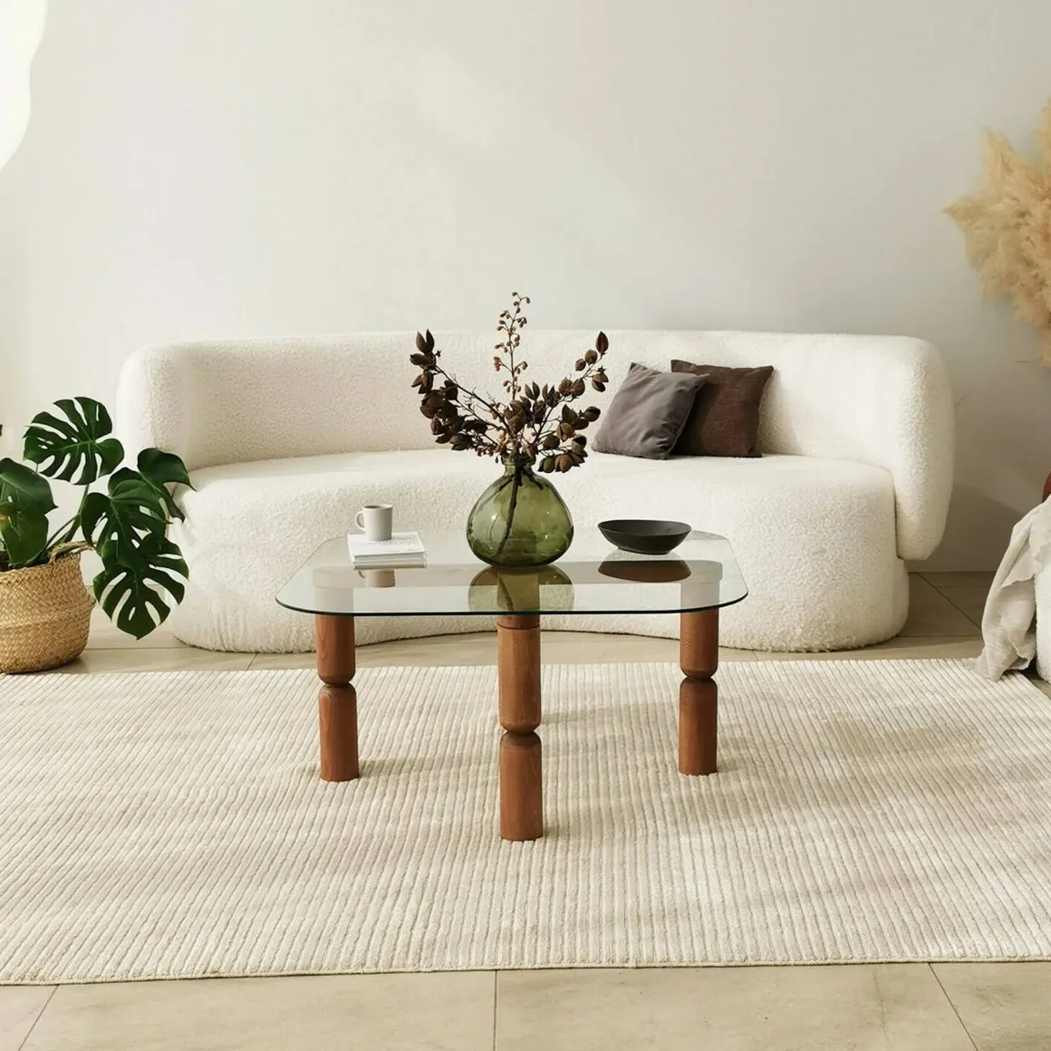 Tavolino da Salotto Marrone Noce Portariviste Forma Rettangolare 80x80x40h cm, Sfumatura Colore Struttura Noce - Gran