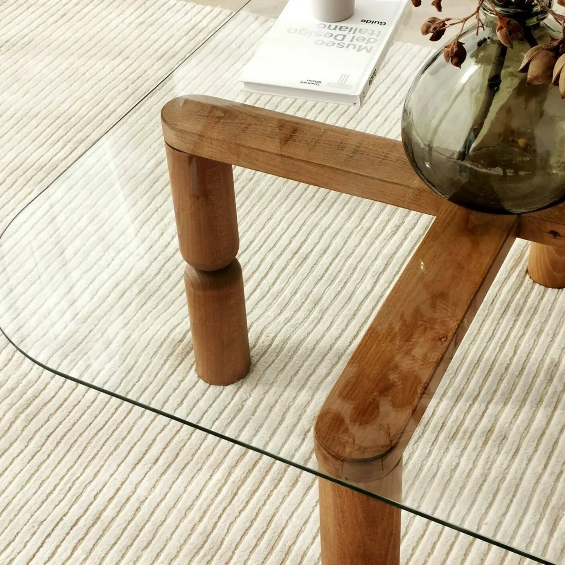Tavolino da Salotto Marrone Noce Portariviste Forma Rettangolare 80x80x40h cm, Sfumatura Colore Struttura Noce - Gran