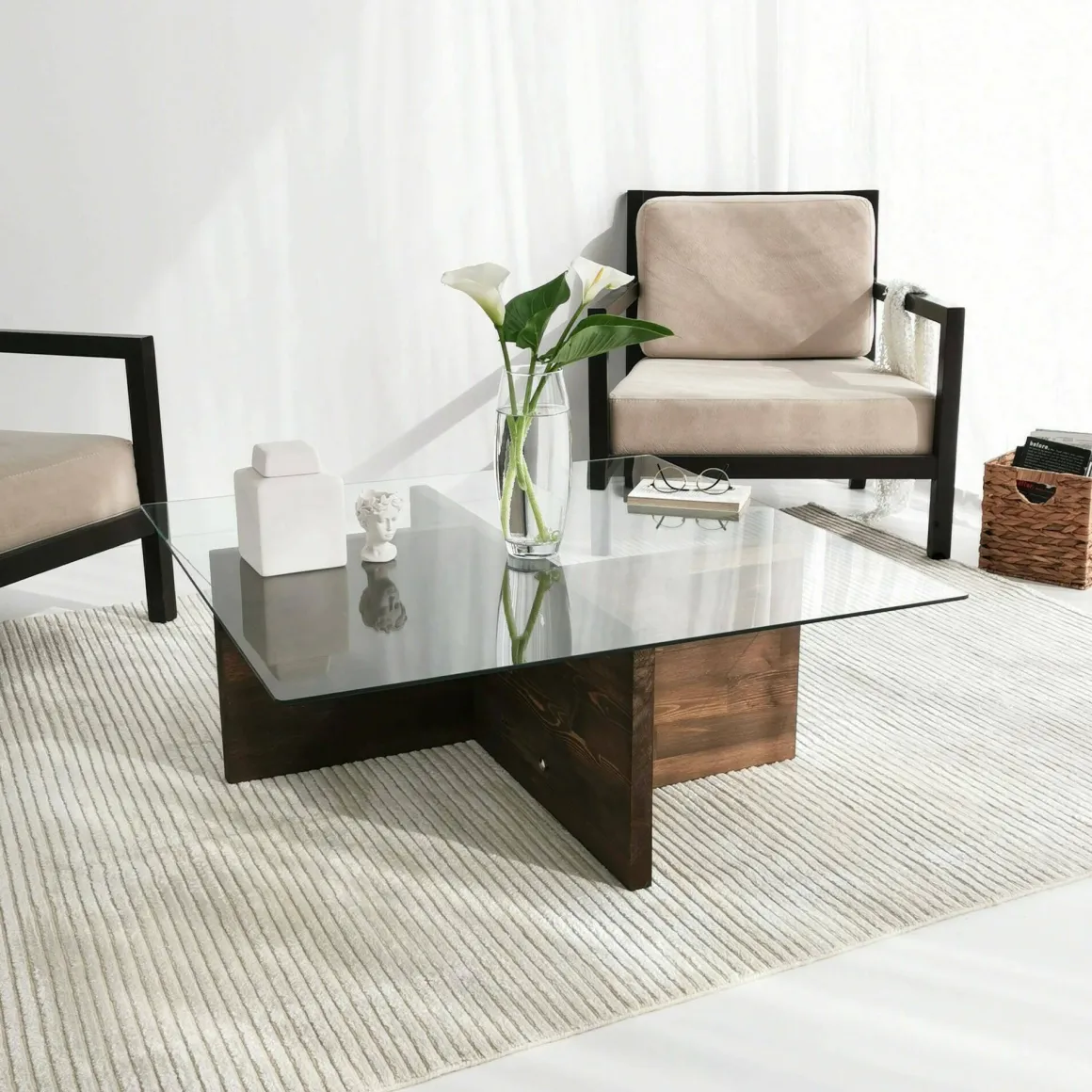 Tavolini Da Salotto|Salotto > Dmora Tavolino da Salotto Portariviste Forma Rettangolare 96x81x41h cm, Sfumatura Colore Struttura Noce - Messico Marrone Noce