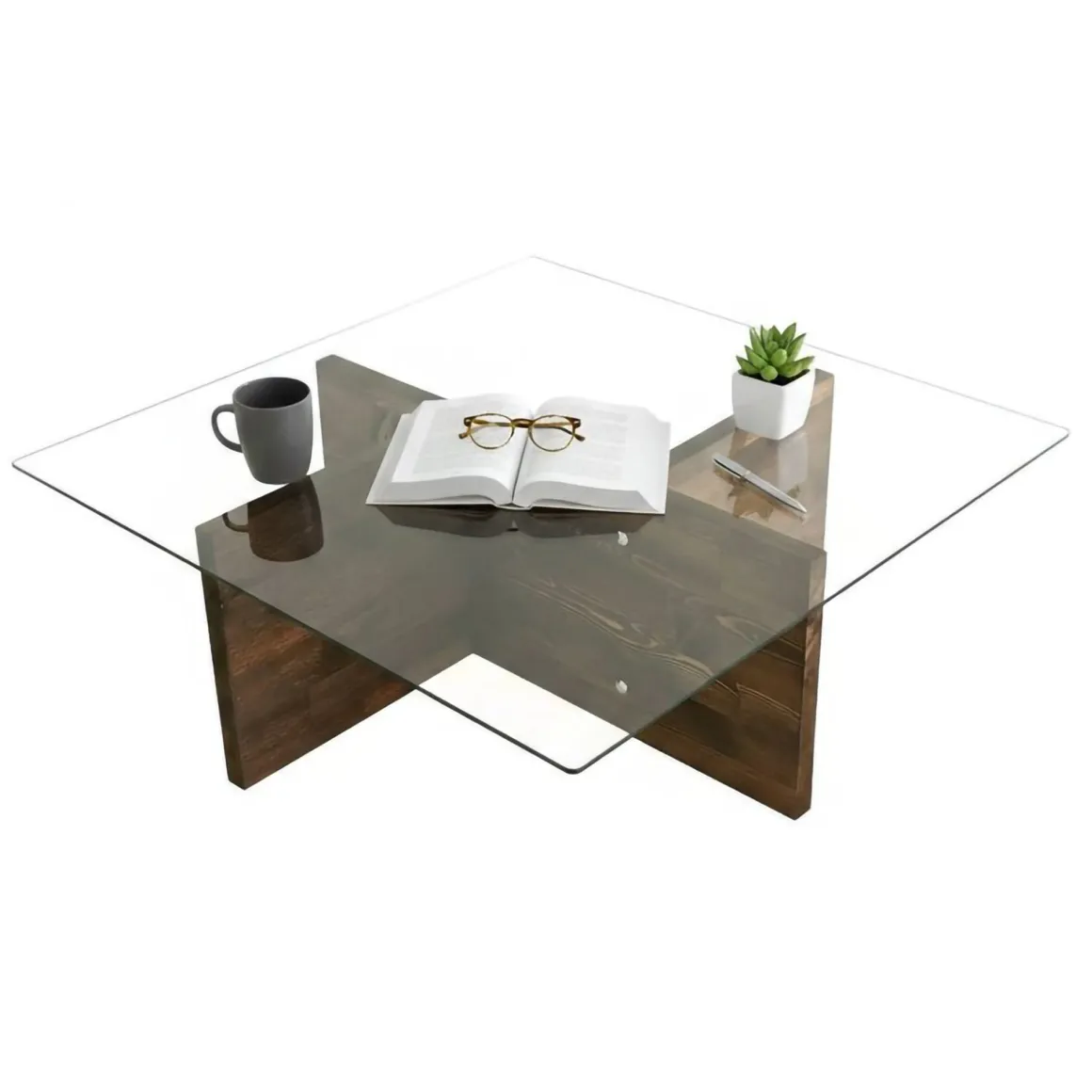 Tavolini Da Salotto|Salotto > Dmora Tavolino da Salotto Portariviste Forma Rettangolare 96x81x41h cm, Sfumatura Colore Struttura Noce - Messico Marrone Noce