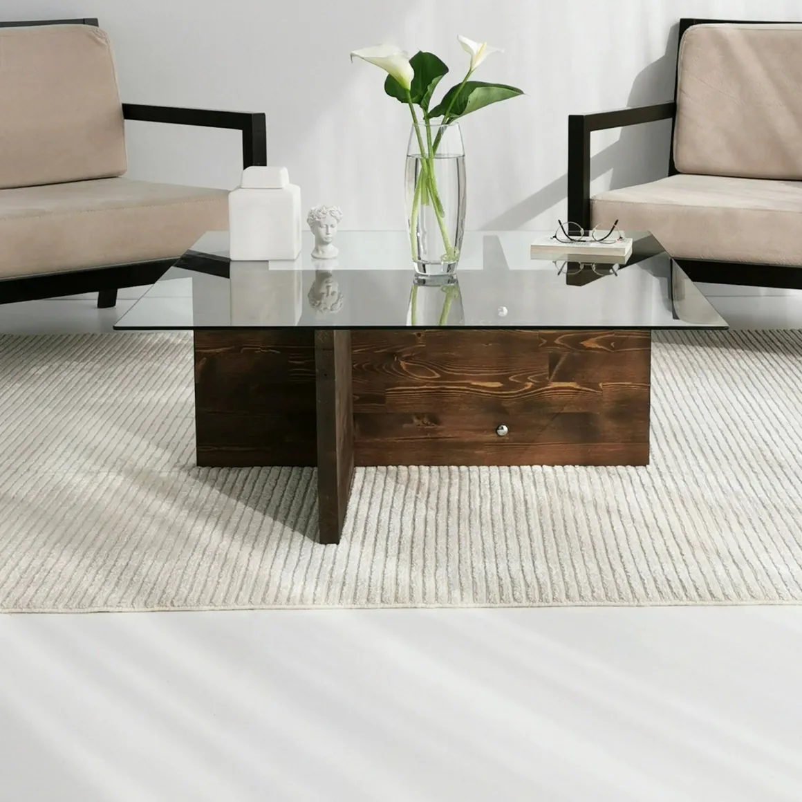 Tavolini Da Salotto|Salotto > Dmora Tavolino da Salotto Portariviste Forma Rettangolare 96x81x41h cm, Sfumatura Colore Struttura Noce - Messico Marrone Noce