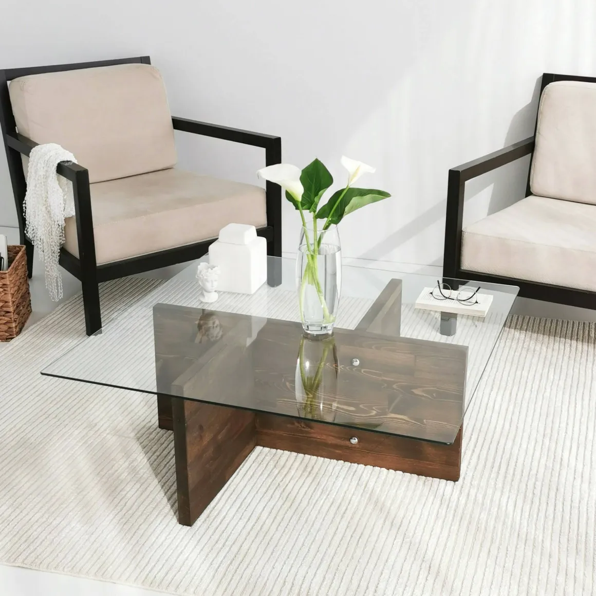 Tavolini Da Salotto|Salotto > Dmora Tavolino da Salotto Portariviste Forma Rettangolare 96x81x41h cm, Sfumatura Colore Struttura Noce - Messico Marrone Noce