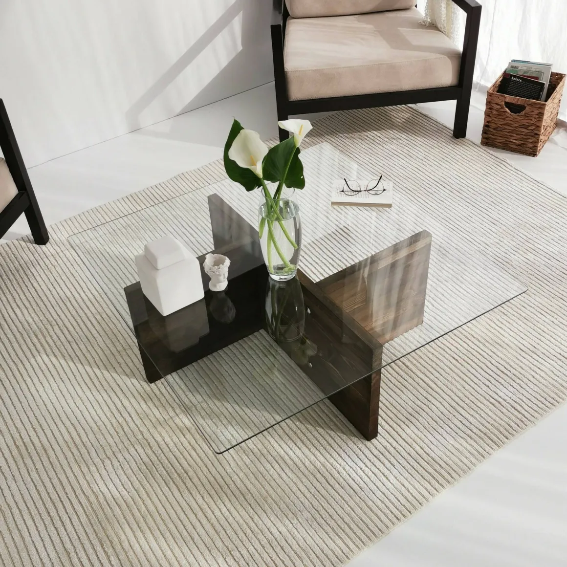 Tavolini Da Salotto|Salotto > Dmora Tavolino da Salotto Portariviste Forma Rettangolare 96x81x41h cm, Sfumatura Colore Struttura Noce - Messico Marrone Noce