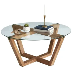 Tavolino da Salotto Marrone Noce Portariviste Forma Rotonda 75x75x35h cm, Sfumatura Colore Struttura Noce - Agatha